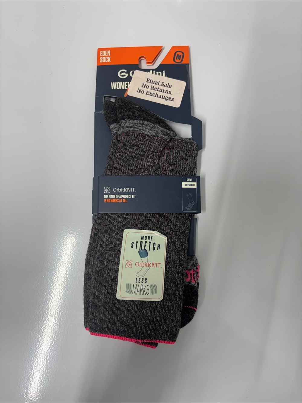 Gordini women’s Eden lightweight crew sock size medium NWT